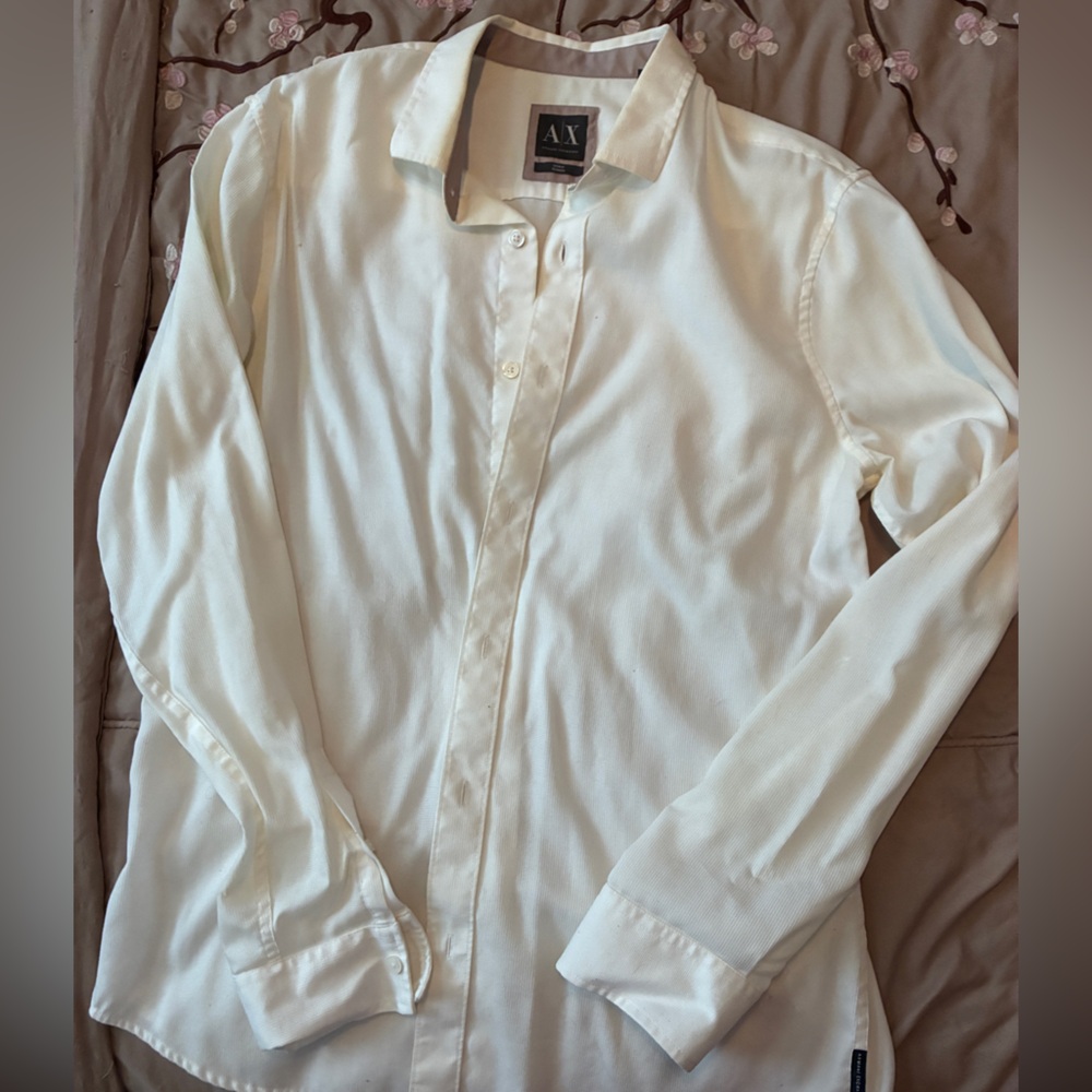 Armani Exchange White shirt with Taupe Trim